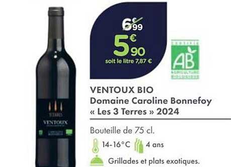 VENTOUX BIO Domaine Caroline Bonnefoy « Les 3 Terres » 2024