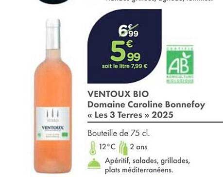 VENTOUX BIO Domaine Caroline Bonnefoy « Les 3 Terres » 2025