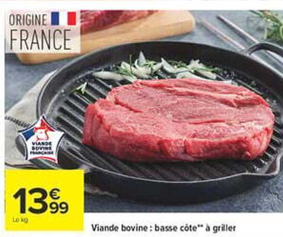 Viande bovine : basse côte** à griller