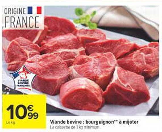 Viande bovine : bourguignon** à mijoter