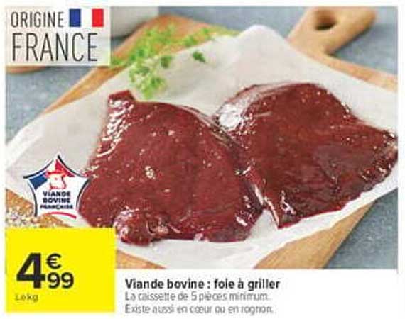 Viande bovine : foie à griller