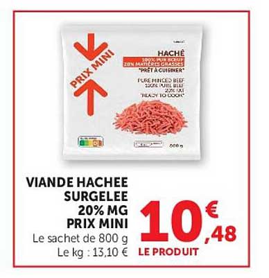 VIANDE HACHEE SURGELÉE 20% MG PRIX MINI