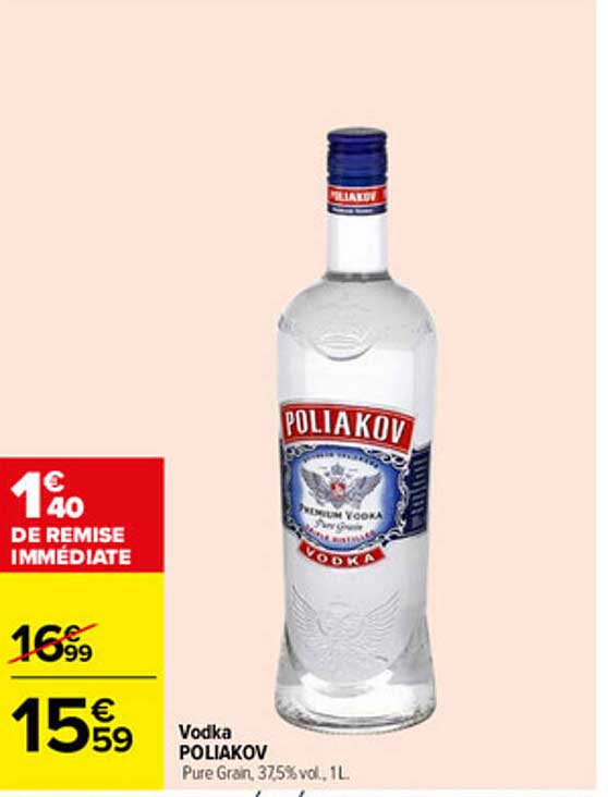 Vodka POLIAKOV Pure Grain, 37,5% vol., 1L