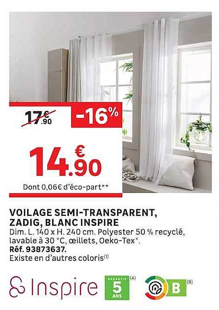 VOILAGE SEMI-TRANSPARENT, ZADIG, BLANC INSPIRE