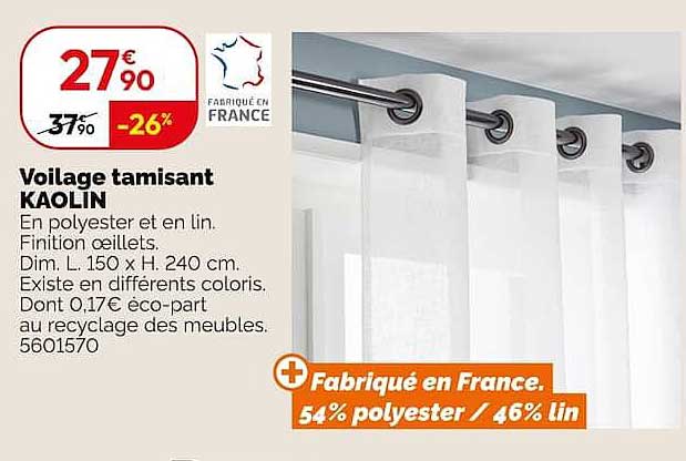 Voilage tamisant KAOLIN