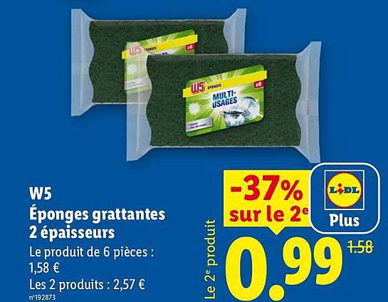 W5 Éponges grattantes 2 épaisseurs
