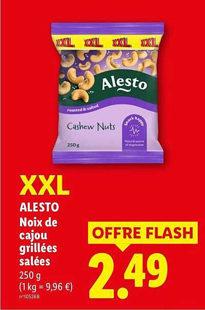 XXL ALESTO Noix de cajou grillées salées 250 g