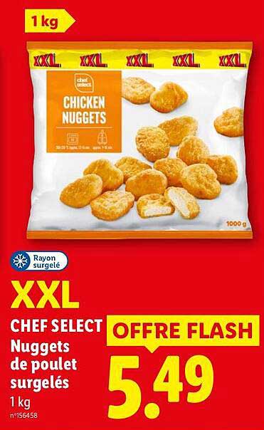 XXL CHEF SELECT Nuggets de poulet surgelés 1 kg