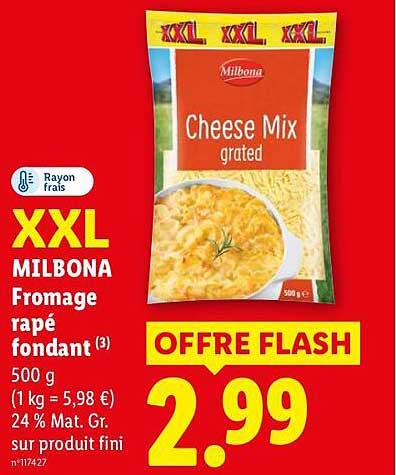 XXL MILBONA Fromage râpé fondant
