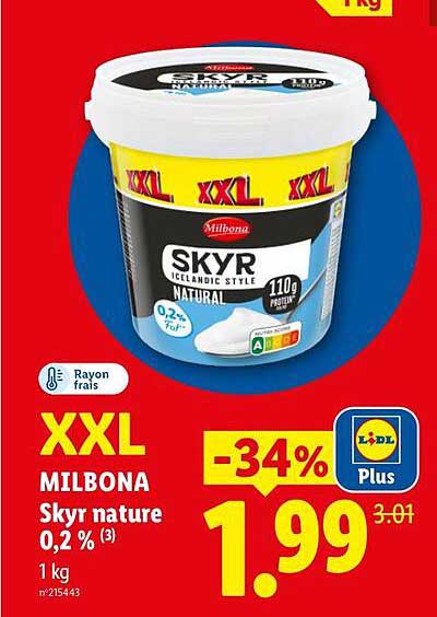 XXL MILBONA Skyr nature 0,2 % (3) 1 kg