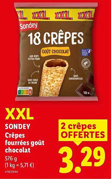 XXL SONDEY Crêpes fourrées goût chocolat 576 g
