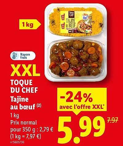 XXL TOQUE DU CHEF Tajine au bœuf (2) 1 kg