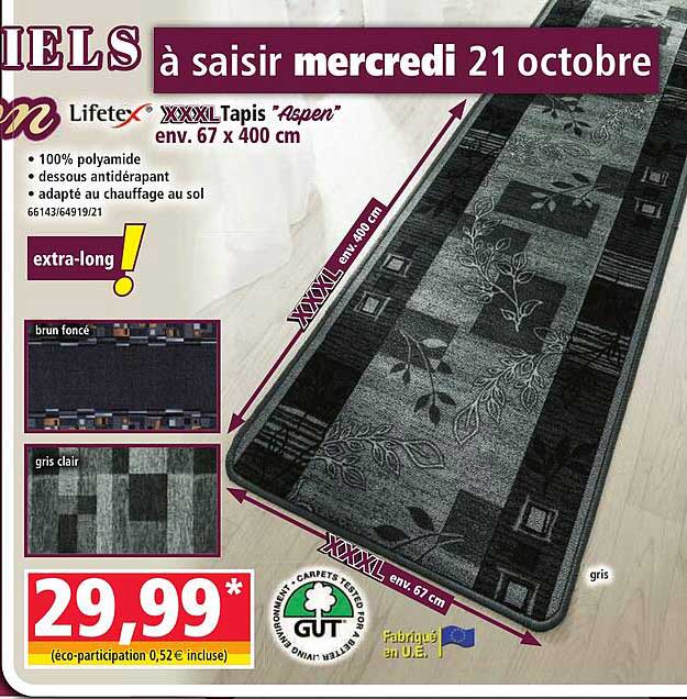 XXXL Tapis “Aspen” env. 67 x 400 cm