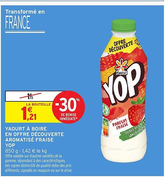 YAOURT A BOIRE EN OFFRE DÉCOUVERTE AROMATISÉ FRAISE YOP