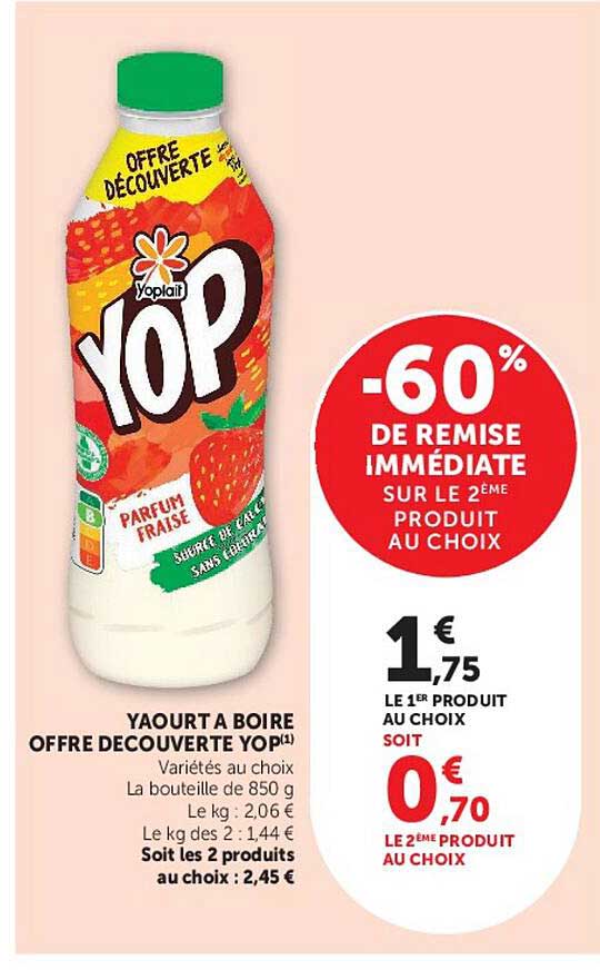 YAOURT A BOIRE OFFRE DECOUVERTE YOP