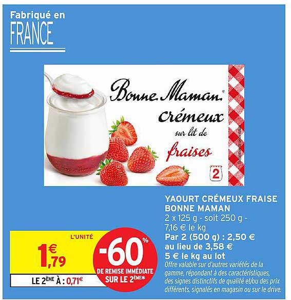 YAOURT CRÉMEUX FRAISE BONNE MAMAN