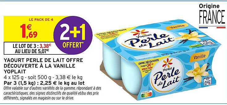 YAOURT PERLE DE LAIT OFFRE DÉCOUVERTE À LA VANILLE YOPLAIT