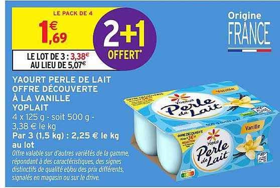 YAOURT PERLE DE LAIT OFFRE DÉCOUVERTE À LA VANILLE YOPLAIT
