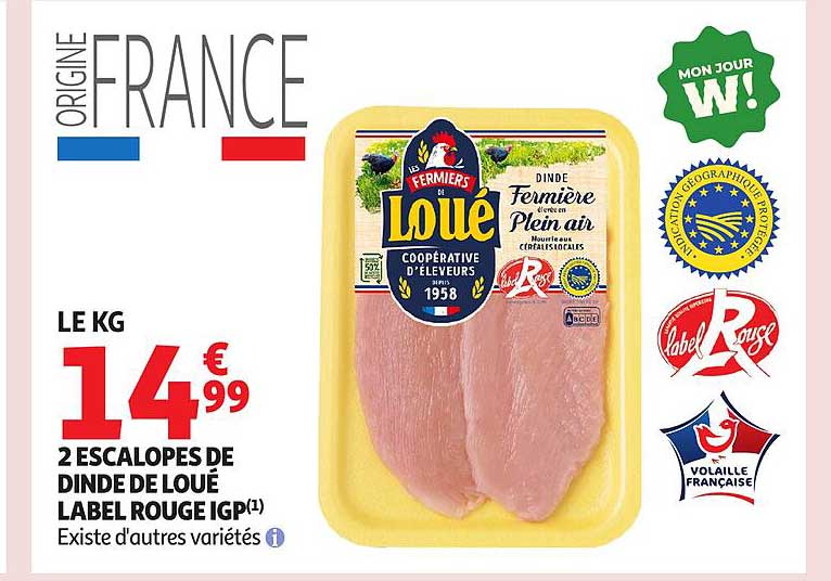 2 ESCALOPES DE DINDE DE LOUE LABEL ROUGE IGP