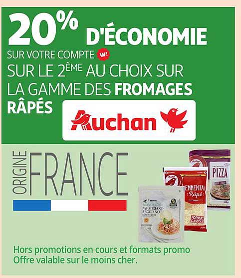 20% D'ÉCONOMIE SUR VOTRE COMPTE W! SUR LE 2ÈME AU CHOIX SUR LA GAMME DES FROMAGES RÂPÉS