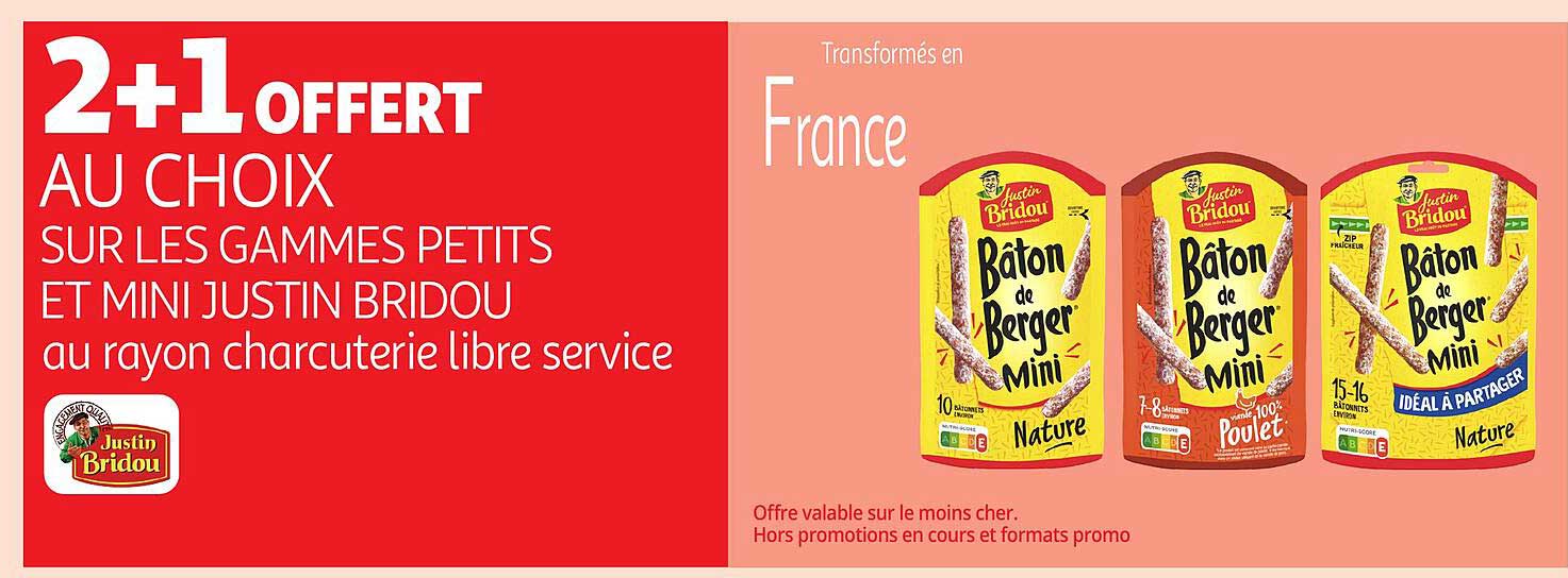 2+1 OFFERT AU CHOIX SUR LES GAMMES PETITS ET MINI JUSTIN BRIDOU