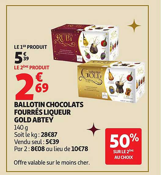 Ballotin Chocolats fourrés liqueur Gold Abtey