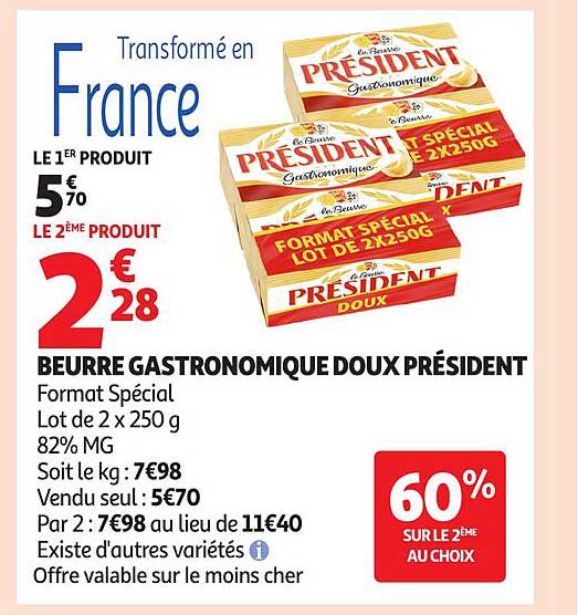 BEURRE GASTRONOMIQUE DOUX PRÉSIDENT