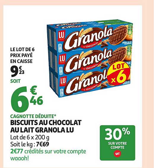 Biscuits au chocolat au lait Granola LU