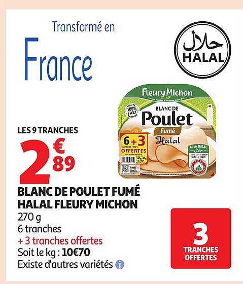 BLANC DE POULET FUMÉ HALAL FLEURY MICHON