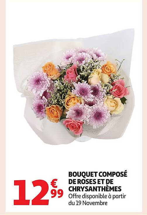 BOUQUET COMPOSÉ DE ROSES ET DE CHRYSANTHÈMES