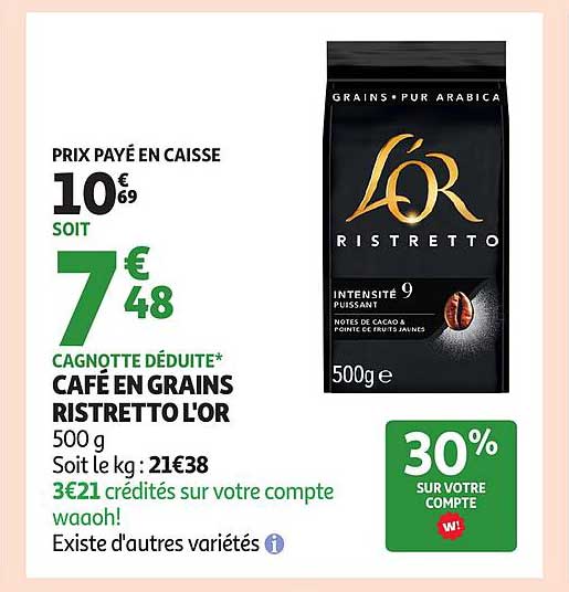 Café en grains ristretto L'Or 500 g