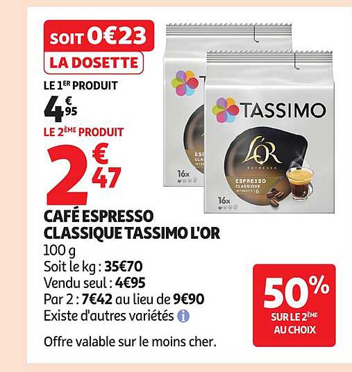 CAFÉ ESPRESSO CLASSIQUE TASSIMO L'OR