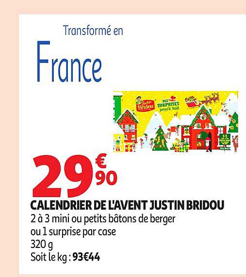 CALENDRIER DE L'AVENT JUSTIN BRIDOU