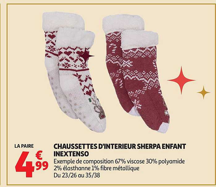 CHAUSSETTES D'INTÉRIEUR SHERPA ENFANT INEXTENSO