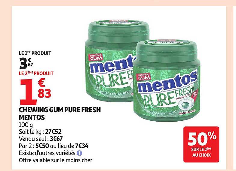CHEWING GUM PURE FRESH MENTOS