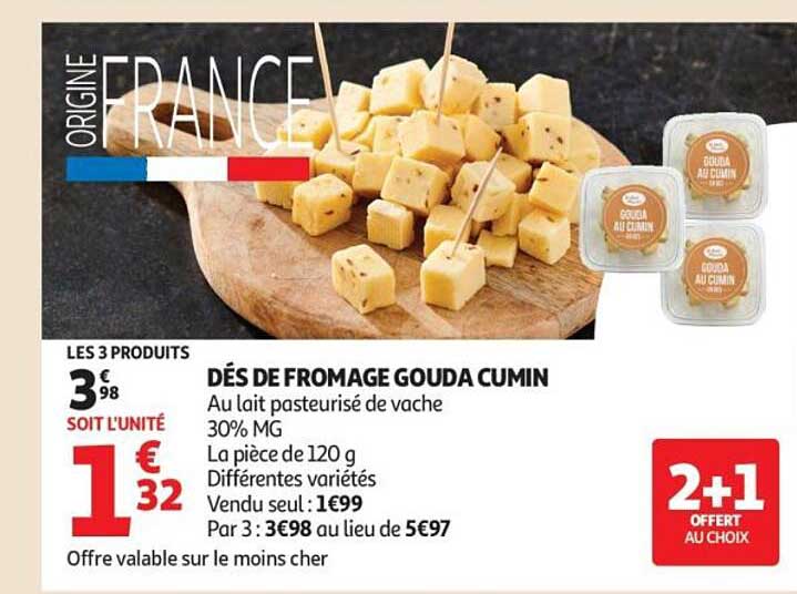 DÉS DE FROMAGE GOUDA CUMIN
