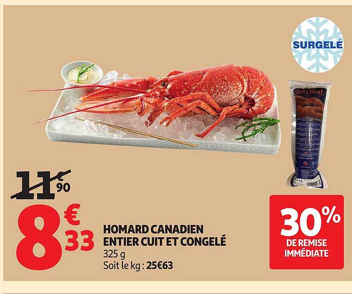 HOMARD CANADIEN ENTIER CUIT ET CONGELÉ
