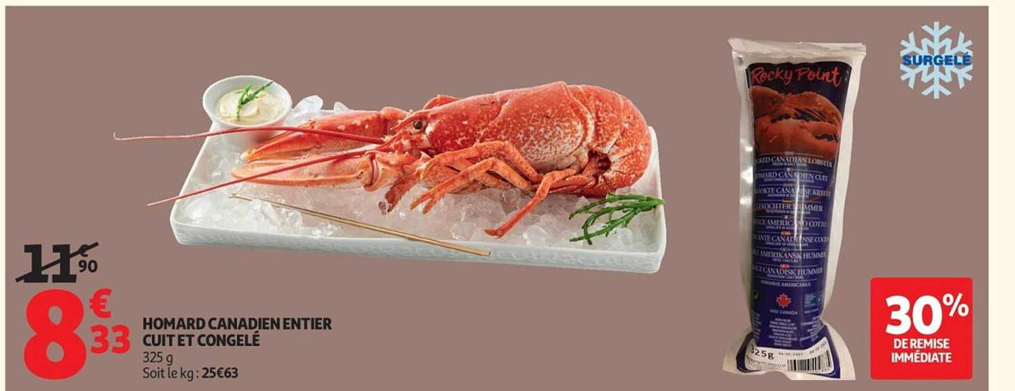 HOMARD CANADIEN ENTIERS CUITS ET CONGELÉS