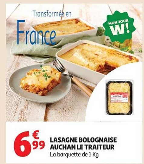 LASAGNE BOLOGNAISE AUCHAN LE TRAITEUR
