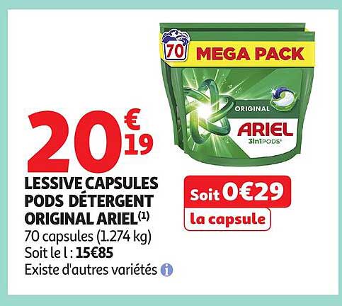 LESSIVE CAPSULES PODS DÉTERGENT ORIGINAL ARIEL
