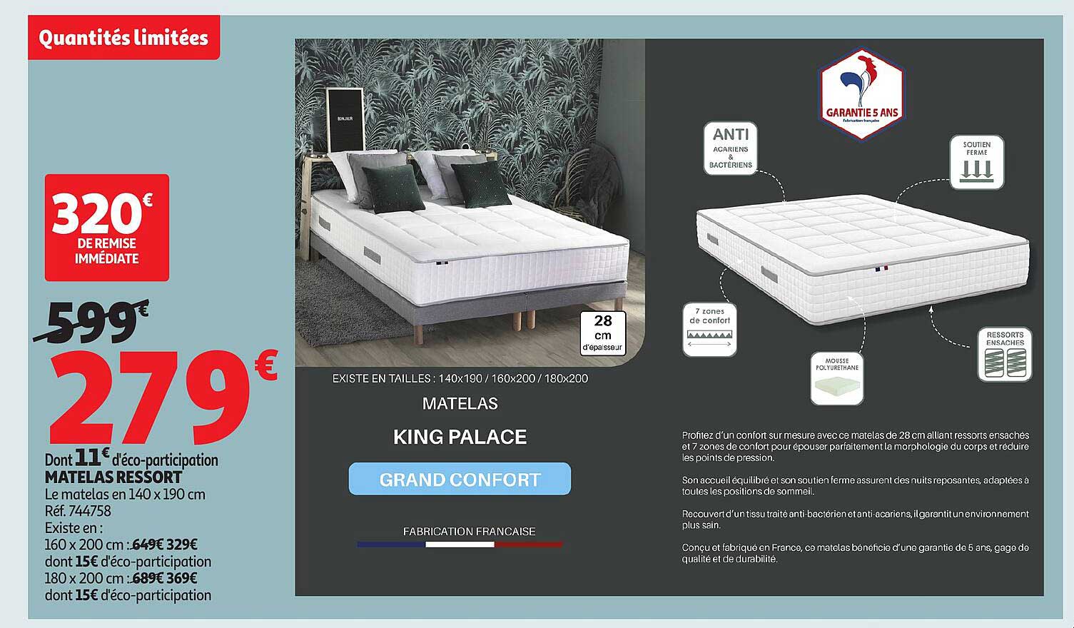MATELAS KING PALACE GRAND CONFORT