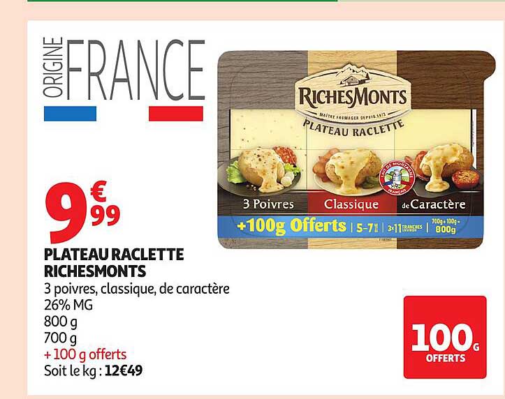 PLATEAU RACLETTE RICHESMONTS