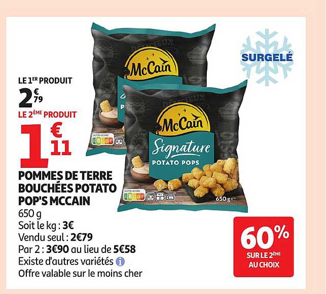 POMMES DE TERRE BOUCHÉES POTATO POP'S MCCAIN