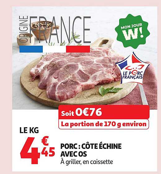 PORC : CÔTE ÉCHINE AVEC OS