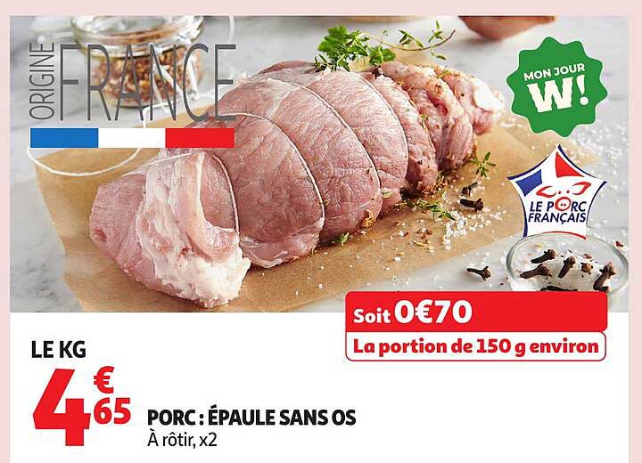 PORC : ÉPAULE SANS OS