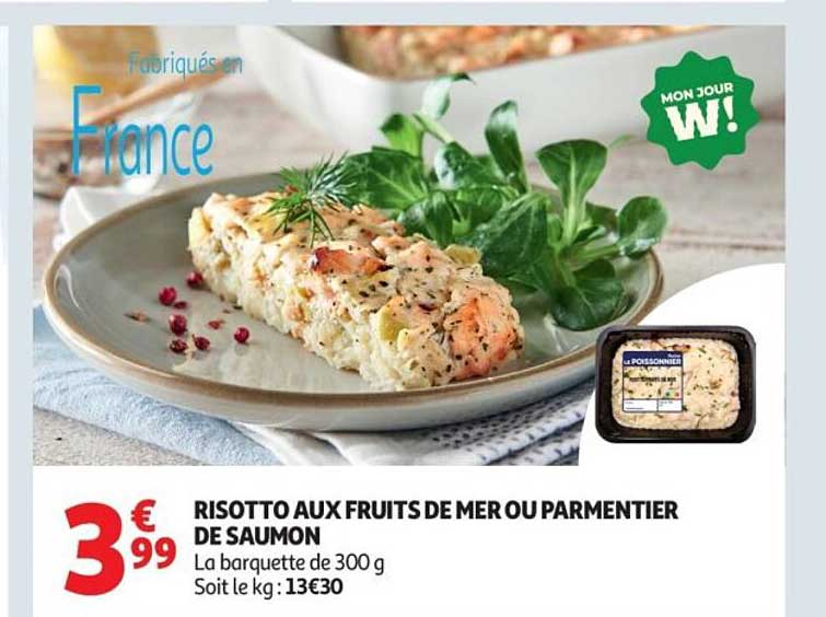 RISOTTO AUX FRUITS DE MER OU PARMENTIER DE SAUMON