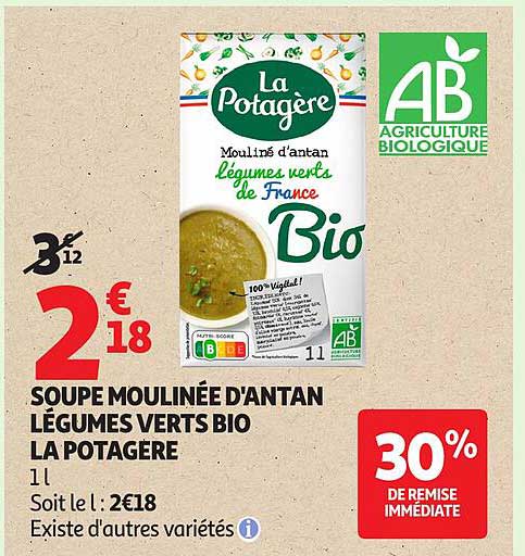 SOUPE MOULINÉE D'ANTAN LÉGUMES VERTS BIO LA POTAGÈRE