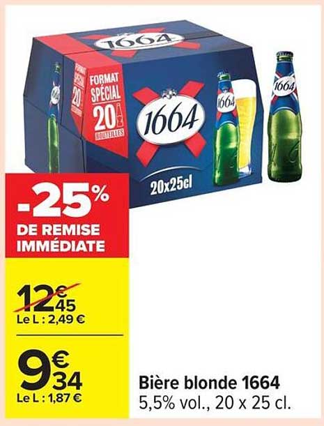 Bière blonde 1664 5,5% vol., 20 x 25 cl