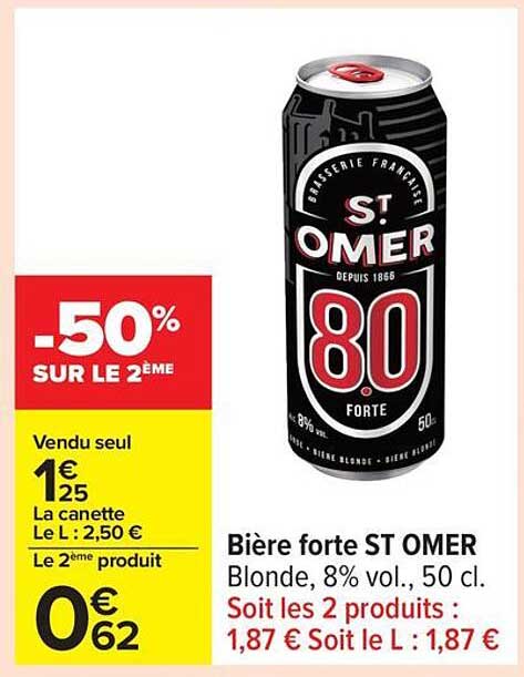 Bière forte ST OMER Blonde, 8% vol., 50 cl