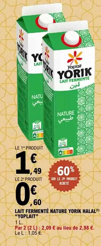 Lait fermenté nature Yorik halal "Yoplait"